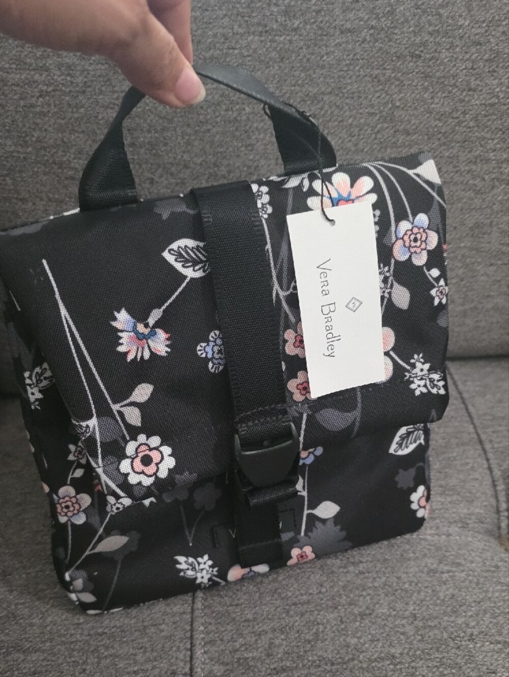 Vera Bradley Black Floral Lunch PAck with Pink & Blue Accents - Picture 2 of 13